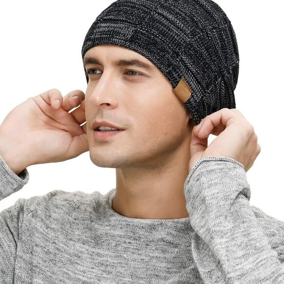 Slouchy Beanie for Men Winter Hats for Guys Cool Beanies Mens Lined Knit Warm Th - Picture 4 of 6